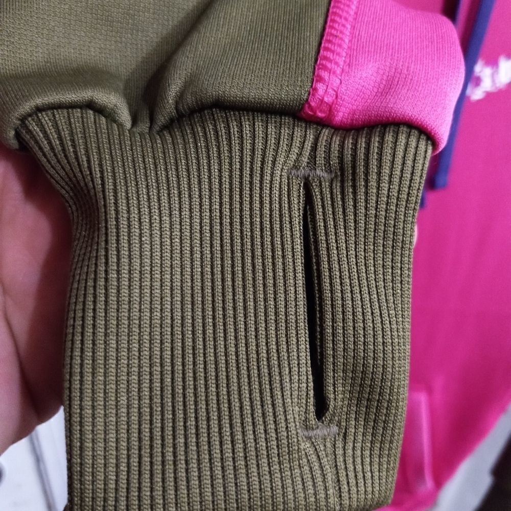 Nike Therma Fit Womens Pink Green Pockets Athletic Running Hoodie - Picture 3 of 5